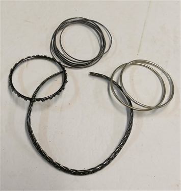 Mexican Sterling Silver Braided Necklace and Group of Silver Bangle Bracelets