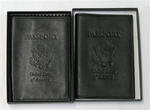 2 Hand Crafted Leather Passport Cases by Johnston & Murphy - Brand New in Original Box