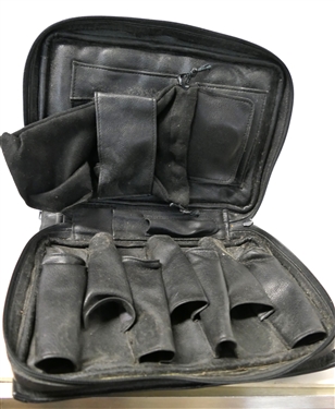 Wess Design Tobacco / Pipe Pouch with Zip and Snap Closures -Soft Black Leather 