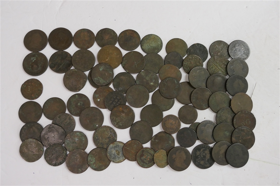 Collection of 1800 s United States of America Large Cents, Antique Coins, and Few Foreign Coins - See Photos For Condition and Dates