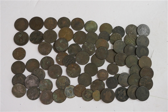 Collection of 1800' s United States of America Large Cents, Antique Coins, and Few Foreign Coins - See Photos For Condition and Dates