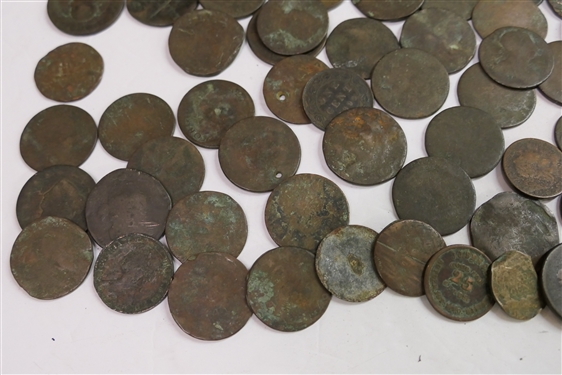 Collection of 1800' s United States of America Large Cents, Antique Coins, and Few Foreign Coins - See Photos For Condition and Dates