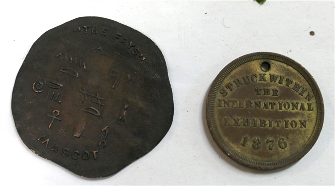 Collection of Foreign Cons and Tokens including New York City, The Fays Mascott Coin, 1776 - 1886 International Exhibition Token, 