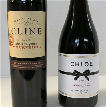 Cline Family Cellars - V. 2013 Ancient Vines Mourvedre - Contra Costa County California and Chloe 2017 Pinot Noir - Monterey County California 