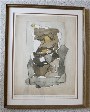 Paolo Boni Alba Metal Intaglio - Artist Pencil Signed, Numbered 10/11, and Dated 1965 - Framed and Matted - Frame Measures 32 1/2 by 26