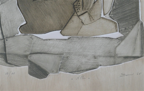 Paolo Boni Alba Metal Intaglio - Artist Pencil Signed, Numbered 10/11, and Dated 1965 - Framed and Matted - Frame Measures 32 1/2 by 26