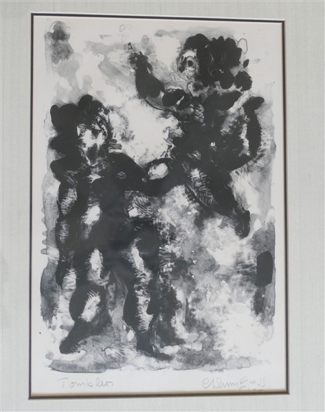 Chaim Gross "Tumblers" Lithograph - Artist Pencil Signed and Dated 1965 - Framed and Matted - Frame Measures 20" by 16"