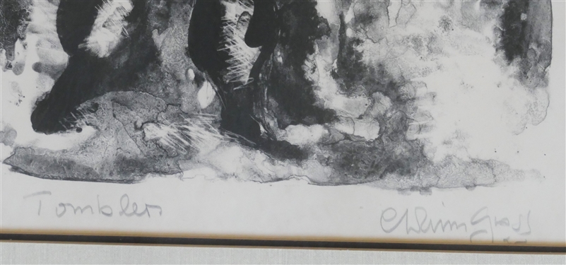 Chaim Gross Tumblers Lithograph - Artist Pencil Signed and Dated 1965 - Framed and Matted - Frame Measures 20 by 16