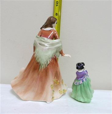 2 Royal Doulton Figures - Top O' The Hill HN2126 - Exclusively For RDICC and Autumntime HN 3231 - Exclusively for the Collector's Society - Autumntime Has Broken Finger - She Measures 8 1/2 Tall