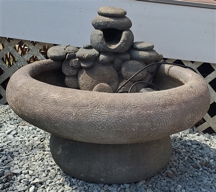 1994  ALS Garden Art Water Fountain - 3 Piece - Measures 25 Tall 30 Across - Very Heavy - Needs small Repair to Top Rock 