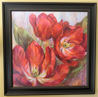 L. Carson Floral Giclee Print on Board in Black Frame - Frame Measures 42 1/2" by 42 1/2"