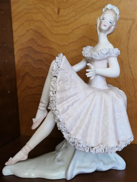 C. Killen Porcelain Ballerina Figure with Porcelain Lace and Flowers - Figure Measures 10" tall 