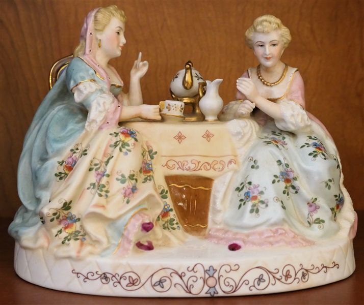 Porcelain "Ladies Tea Party" Figure - Measures 7" tall 9" Across