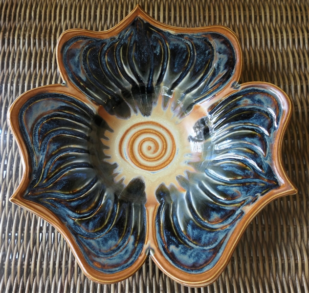 Tony Bledsoe North Carolina Art Pottery Flower Shaped Bowl - Signed Bledsoe - Measures 12" Across