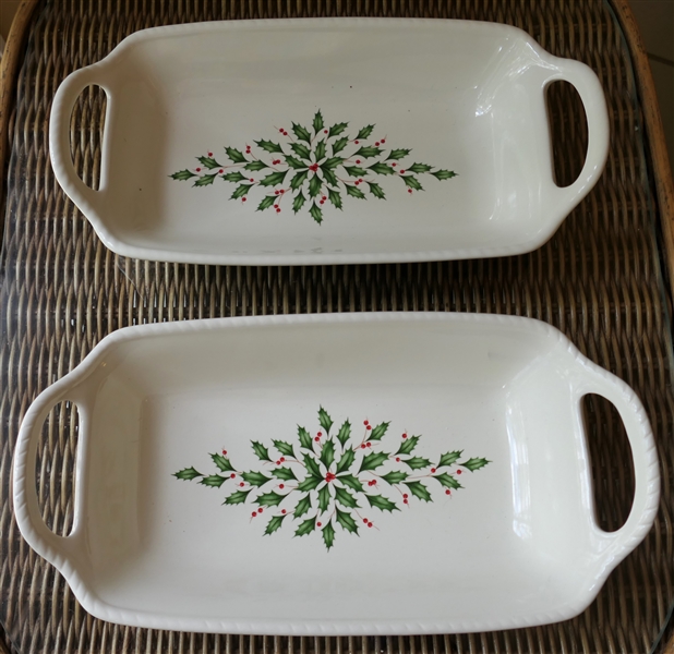 2 Lenox "Holiday" Casserole Dishes with Handles 