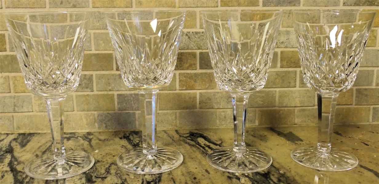 4 Signed Waterford "Lismore" Wine Glasses - Each Measures 6" Tall 