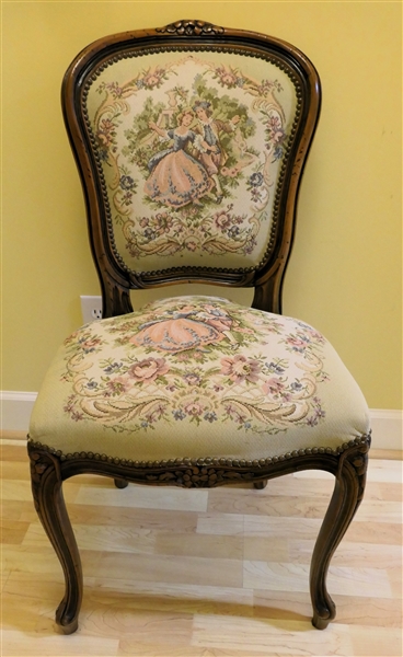 Victorian Style Side Chair with Courting Scenes on Seat and Back- Chair Measures 37" Tall 