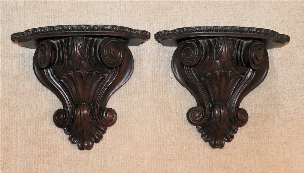 Pair of Heavy Molded Resin Wall Sconces - Measuring 12" Long 13" Across