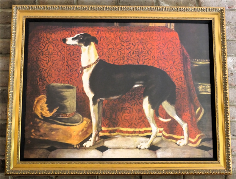 O Flannery Giclee on Canvas of a Greyhound - Nicely Framed - Frame Measures 34" by 40" 