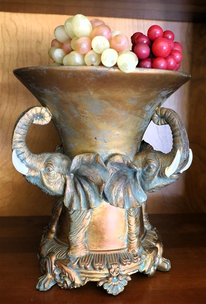 Resin Elephant Center Piece Bowl - Measures 10" Tall 9" Across