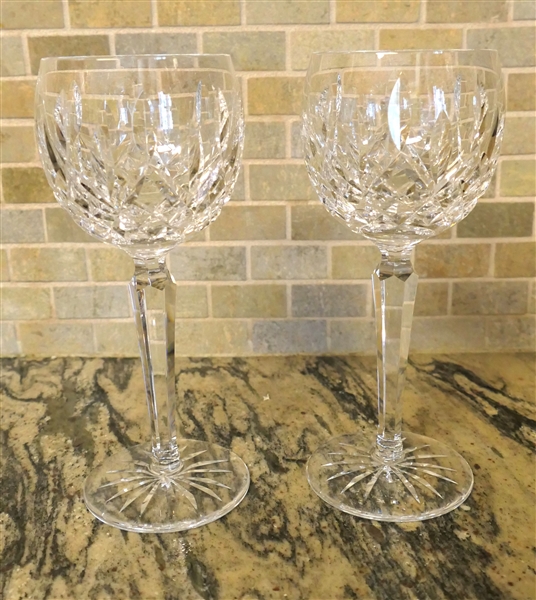 Pair of "Lismore" Signed Waterford Crystal Goblets - Each Measures 7 1/2" tall 