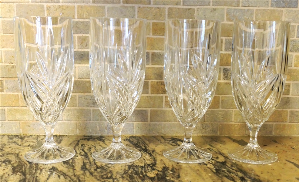 4 Footed Crystal Iced Tea Glasses - Each Measures 8"