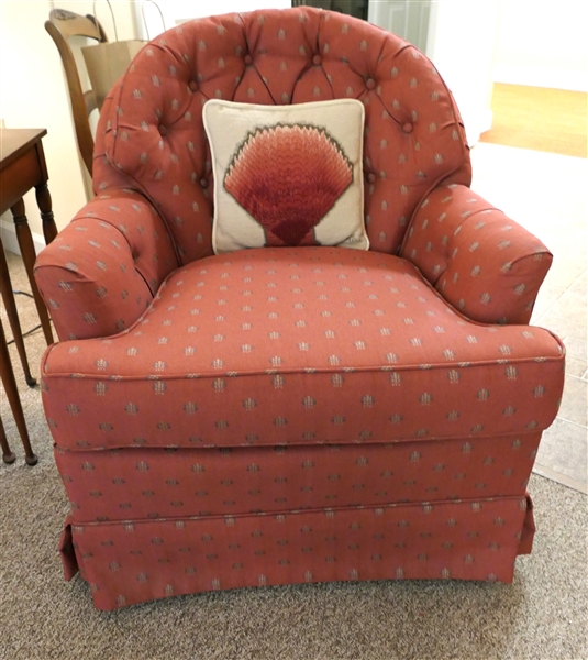 Nice Button Tufted Shell Back Rocking Club Chair - Very Clean Upholstery - Chair Measures 31" Tall 30" Wide