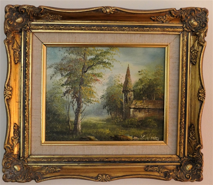 J. Cafieri Oil on Board Painting - Framed - Frame Measures 13" by 16" 