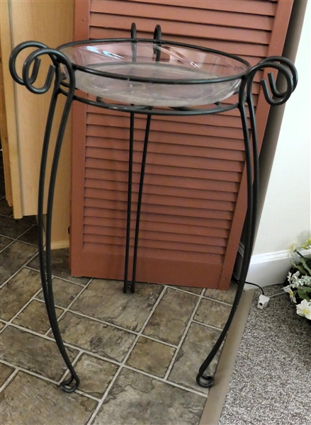 Metal Plant Stand with Plastic Insert - Measures 27" Tall 12" across