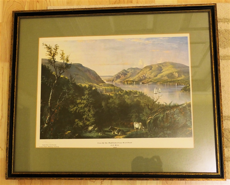 View of the Highlands From West Point - J.F. Weir - 1862 - Numbered Print 119/3200 - Nicely Framed and Matted - Frame Measures19 1/2" by 23 1/2" 