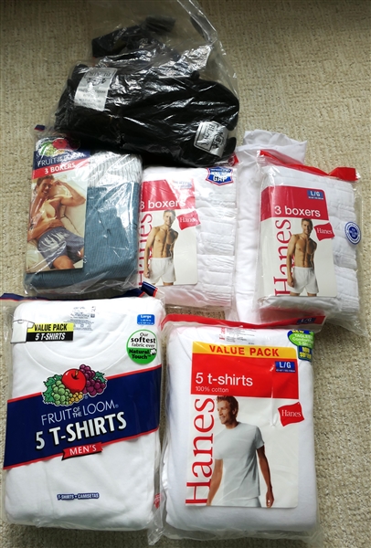 New in Packages T-Shirts, Boxers, and Socks - Shirts and Boxers Are Size Large 