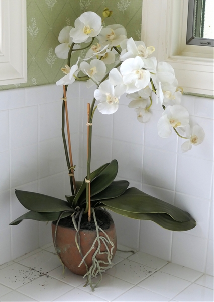 Nice Faux Orchid Plant - Measures 26 Tall 