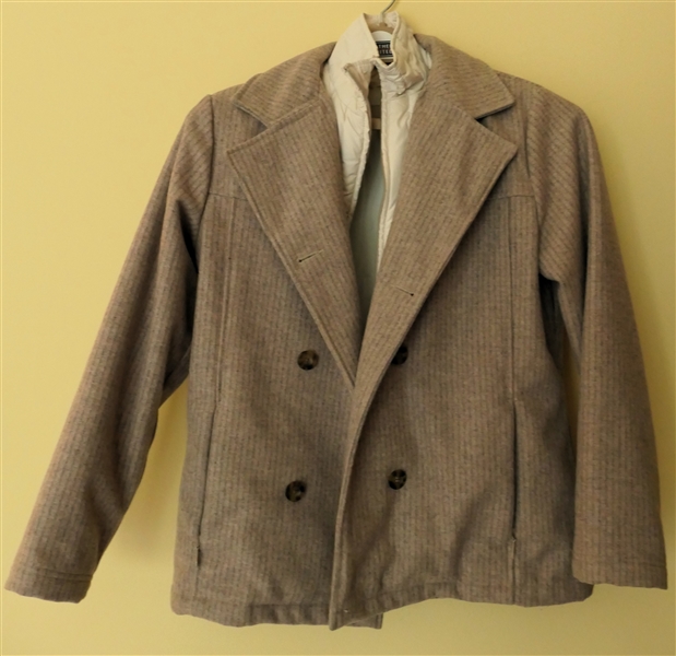 Woolrich Oatmeal Heather Wool Jacket with Attached Acrylic Puffy Liner - Size Small 