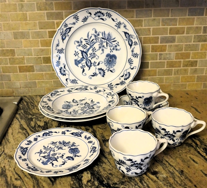 9 Pieces of Blue Danube Japan China -  Dinner Plate, Soup Bowls, and Cup and Saucers