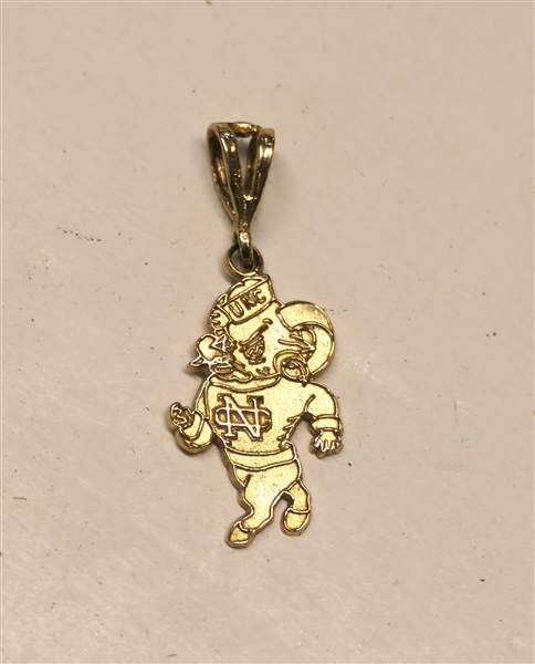 14kt Yellow Gold UNC Tarheel Ram Pendant - Measures 1 1/8" Long Weighs 1.3 Grams