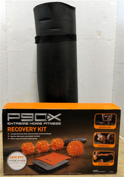 P90X Extreme Home Fitness Work Out Recovery Kit and Exercise / Yoga Mat