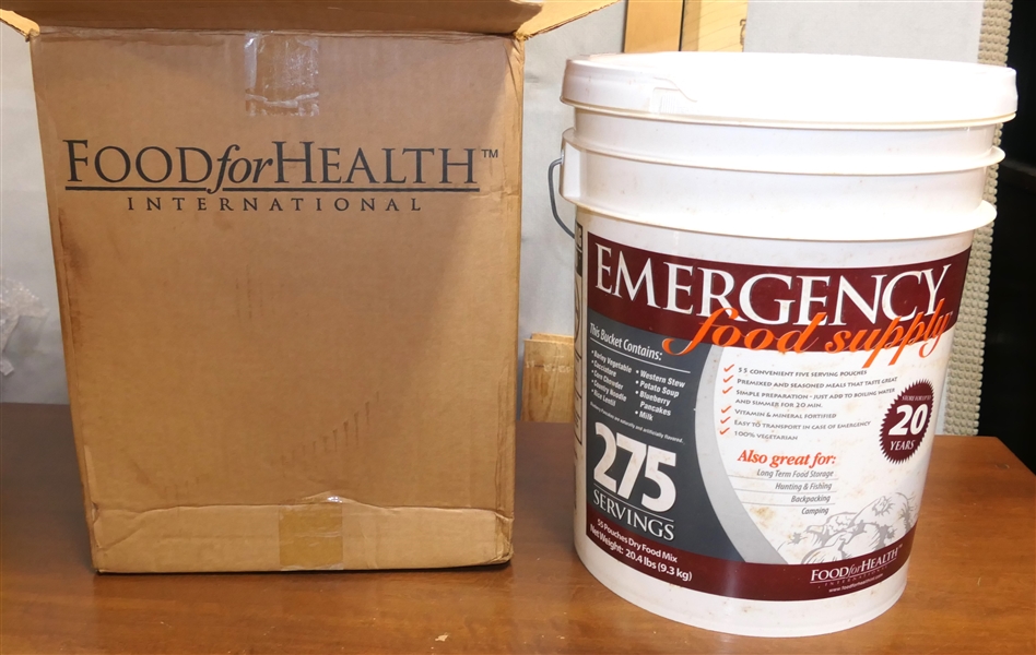 Food For Health Emergency Food Supply - 275 Servings - Store For Up To 20 Years - Factory Sealed Bucket - Brand New in Factory Box -Box Unsealed For Photo  - Manufactured in 2010