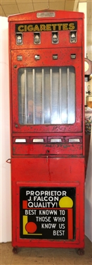 1930s - F. Graucob Ltd. - Cigarette Dispenser Machine - "Proprietor J. Galcom Quality! - Best Known To Those Who Know Us Best " 2 Dime and 6 Dime Machine - Made in Denmark - Good Graphics - With...