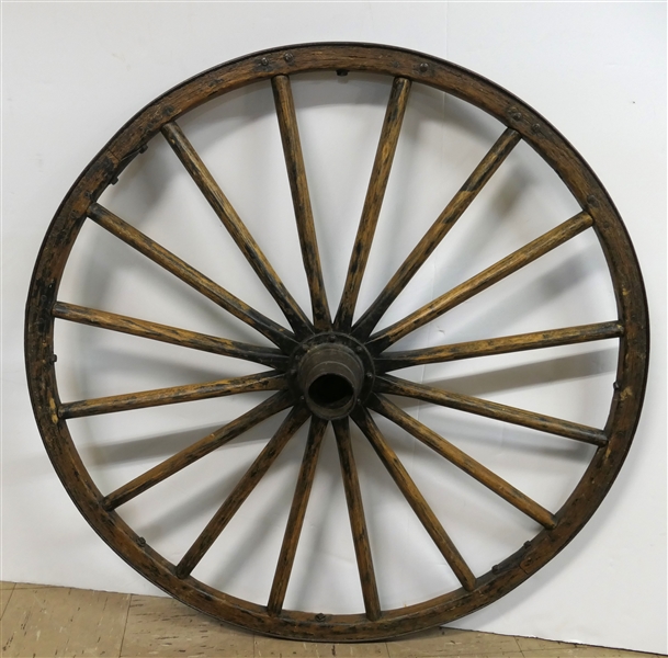 Wood Spoke Wagon Wheel with Iron Hub and Wheel - Measures 38" Across