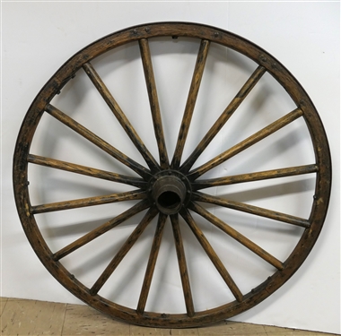 Wood Spoke Wagon Wheel with Iron Hub and Wheel - Measures 38" Across