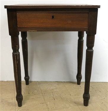 Pegged Walnut Sheraton Table with Drawer - Table Measures 29" tall 23" by 17 1/2" 