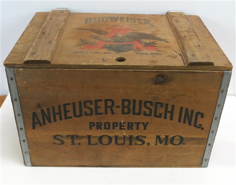Anheuser - Busch Inc. Wooden Crate with Lid - Box Measures 11" tall 18" By 12" 