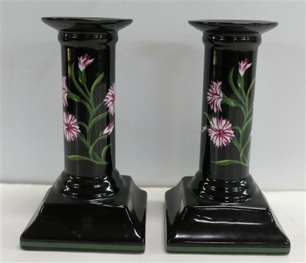 Pair of Tiffany & Co. Candle Sticks - "Mrs. Delanys Flowers" by Sybil Connolly - Each Candle Stick Measures 5" Tall - Original Tiffany Stickers on Bottom Also