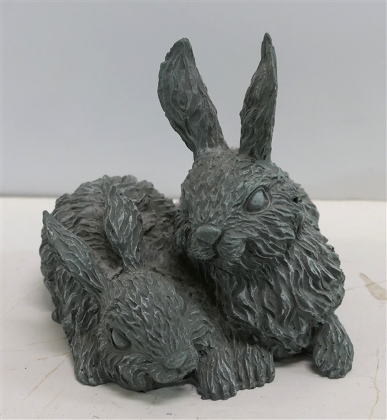 Resin Bunny Rabbit Statue - Measures 6 1/2" Tall 6" Wide