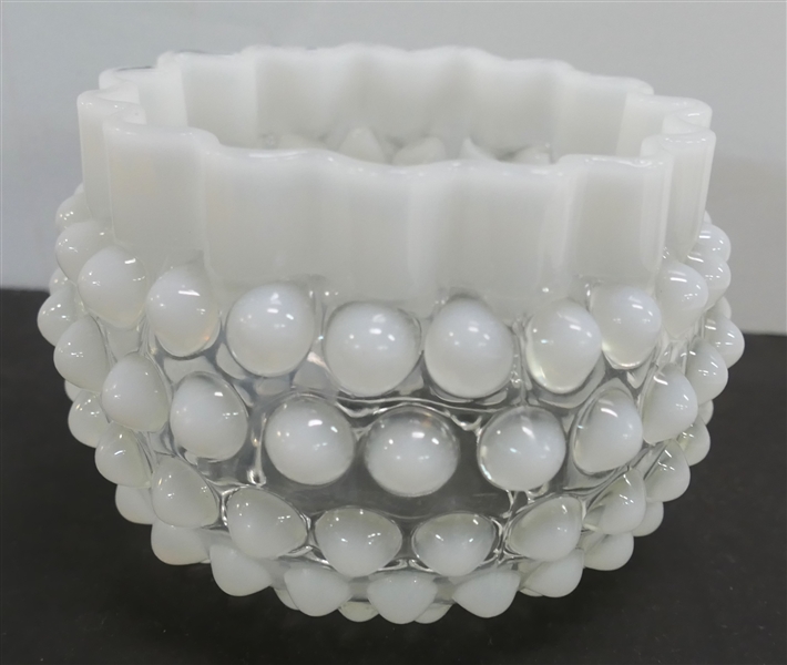 Opalescent Hobnail Bowl with Fluted Edge - Measures 3 1/2" Tall 4" Across