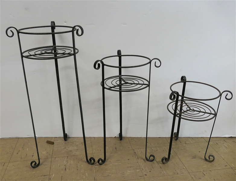 Set of 3 Graduating Iron Plant Stands - Tallest Measures 27" Smallest 15"