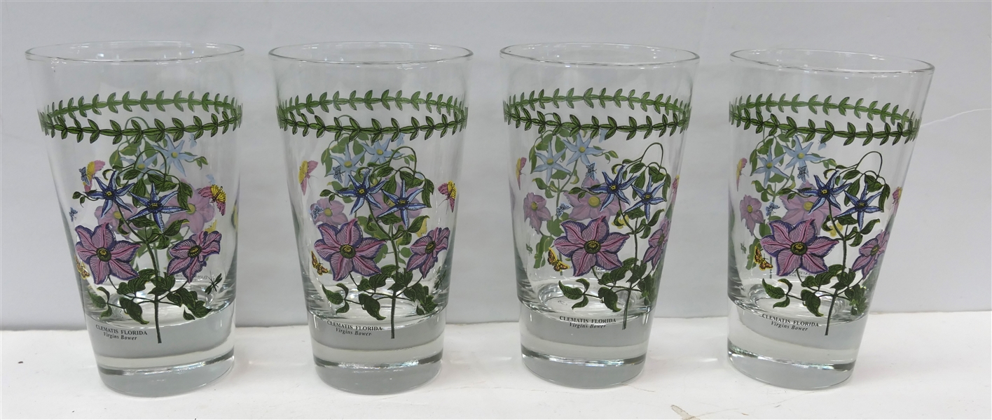 4 - Portmeirion Botanic Garden "Clematis" Tumblers - Each Measures 5 3/4" Tall 