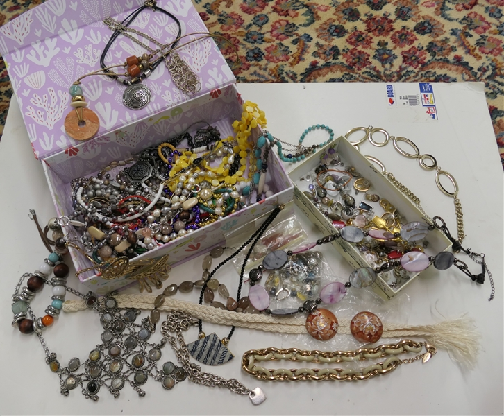 Large Group of Costume Jewelry including Beaded Necklaces, Earrings, and Other Jewelry 