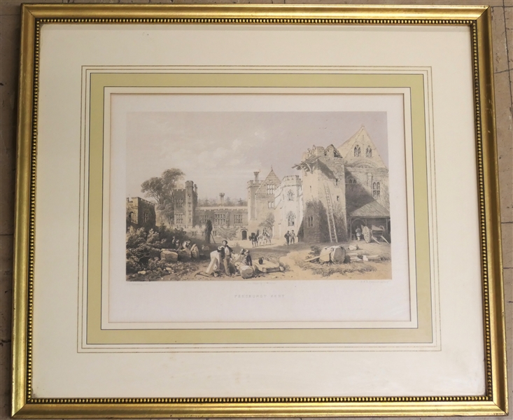 19th Century Stone Lithograph by W. Walton - "Penshurst Kent" - Original by J.S. Dodd, Dell - M&N Hanhart, Lithograph - Attractively Framed and Matted - Frame Measures 16" by 18 1/2" 