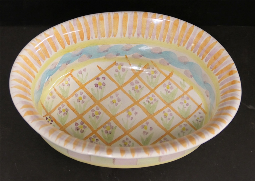 Mackenzie Childs "Summer Frock" Oval Bowl - Measures 2 3/4" Tall 7" by 5"  Dated 1991